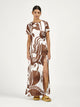 Dahlia dress in roaming horses chestnut